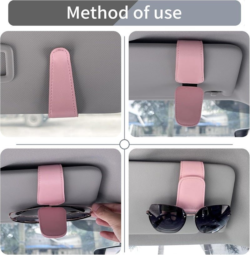 TILDOSAC Sunglass Holder Organizer Clip for Car Visor, Durable and Scratch Resistant Sunglasses Organizer with Magnetic Clip, Pink Car Interior Essentials Accessories for Men Women Aesthetic - Image 5
